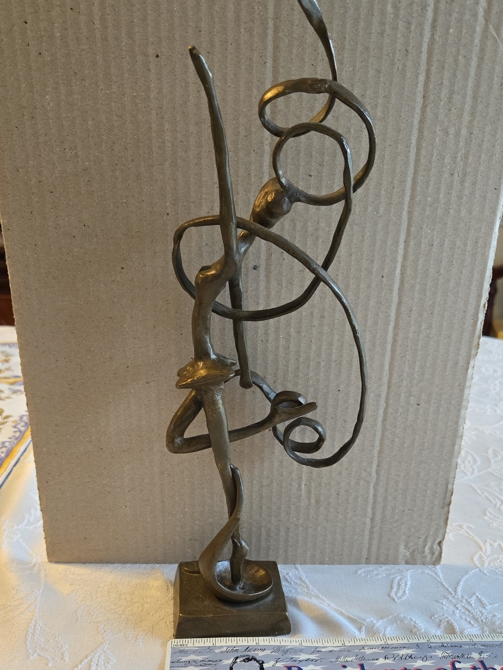 Bronze Brutalist Ballerina Signed 13" X 5" X 2.5" - Picture 4 of 10